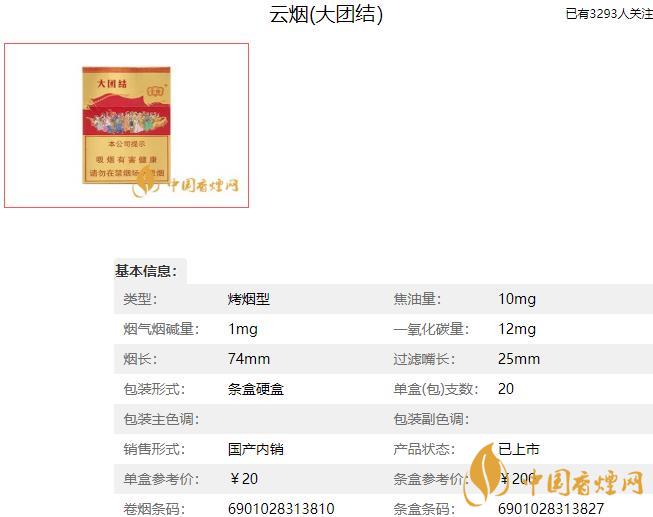 云煙大團結多少錢一盒 云煙大團結香煙價格表圖2021