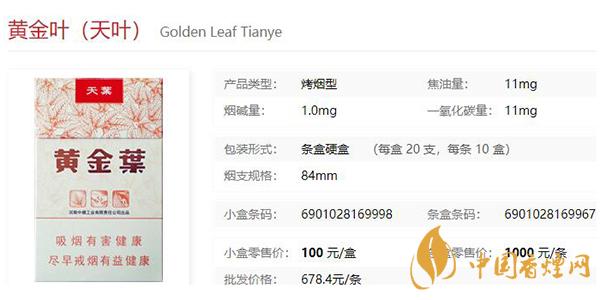 黃金葉天葉多少錢一盒 黃金葉天葉價格參數一覽2021